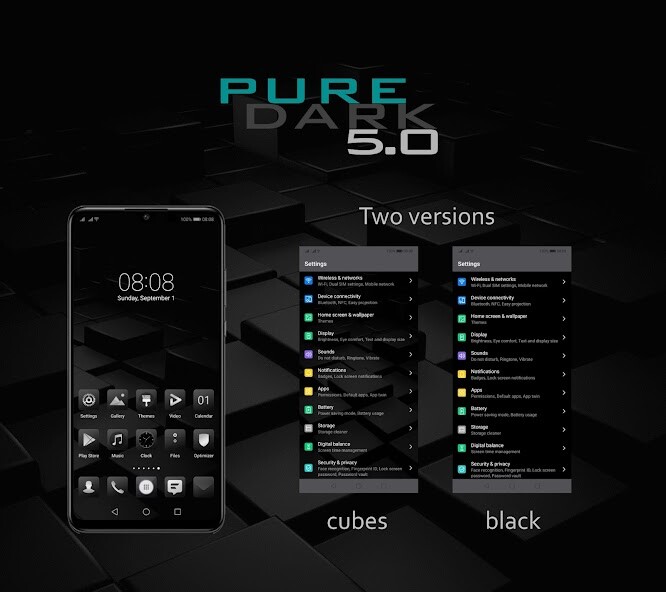 Run android online APK [EMUI 9.1]Pure Dark 5.0 Theme from MyAndroid or emulate [EMUI 9.1]Pure Dark 5.0 Theme using MyAndroid